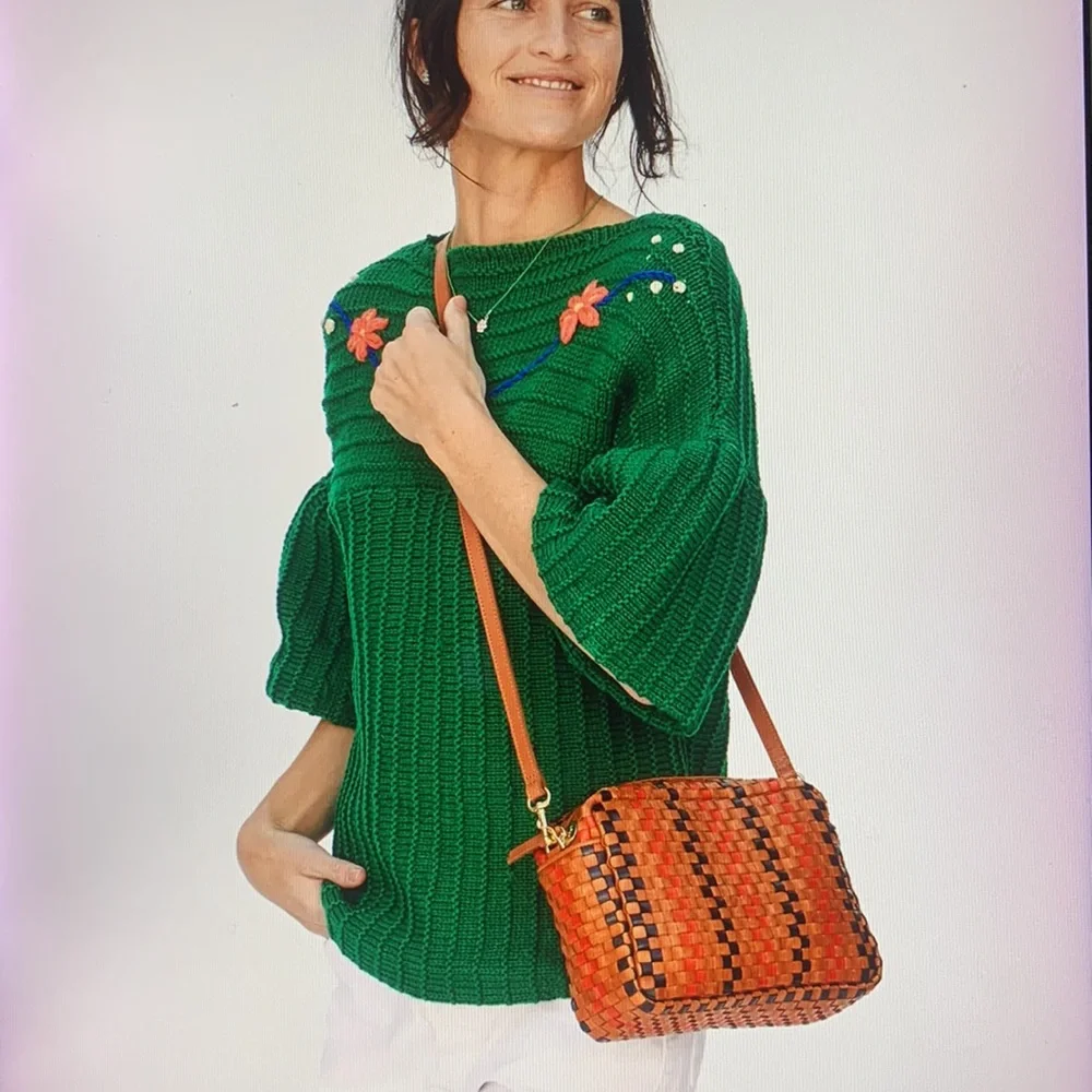 Clare V . Marisol Woven Leather Crossbody Bag, PINSTRIPE WOVEN CHECKER - Picture 7 of 17